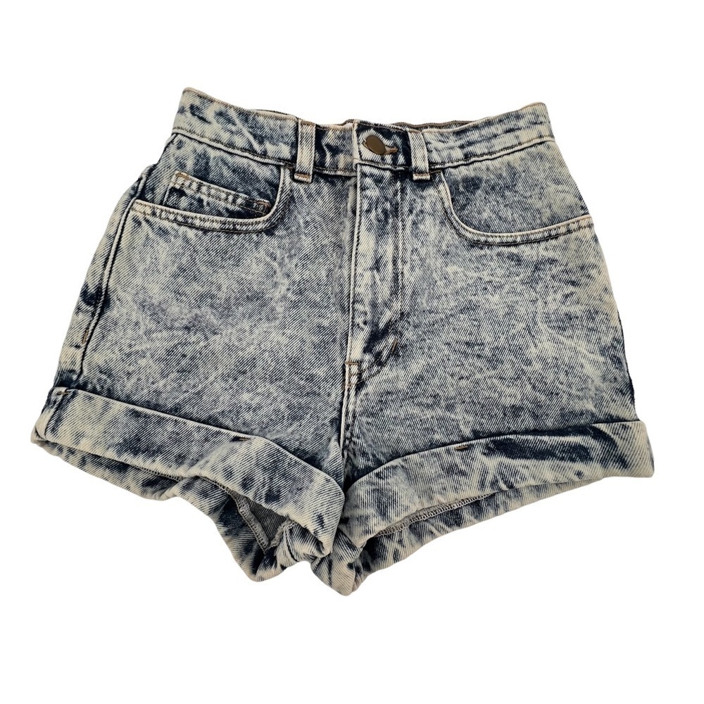 American Apparel Blue Acid Wash Cuffed Hem Jean Shorts Size 25 Women’s